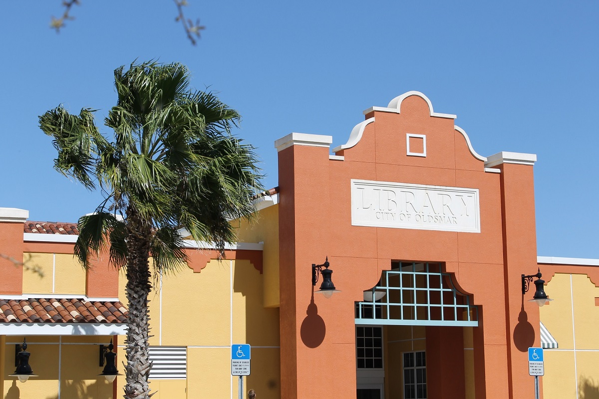 rear entrance to library